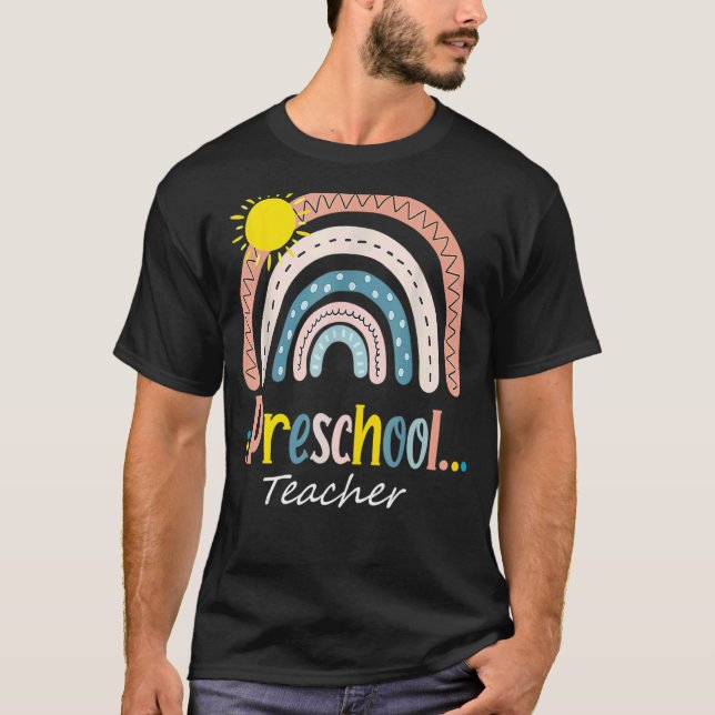 Camiseta Professor de pré-escola Leopard Rainbow 2022 Pre K (Frente)