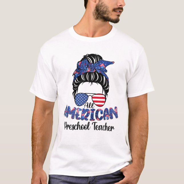 Camiseta Professor De Pré-Escolas Americana De excelente Bo (Frente)