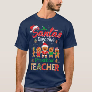 Camiseta Professor de Pré-Escolas Favorita Cookie Xmas Hat