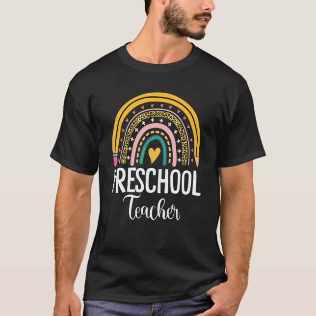 Camiseta Professor de Pré-Escolas Rainbow Leopard Professor (Frente)