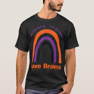 Camiseta Professor de Primário no Halloween Amo Cérebros Ar