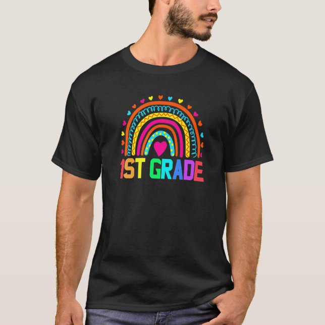 Camiseta Professor de primeiro grau Leopard Rainbow 1rua Gr (Frente)
