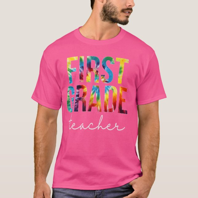 Camiseta Professor de primeiro grau Tie Dye Back to School  (Frente)