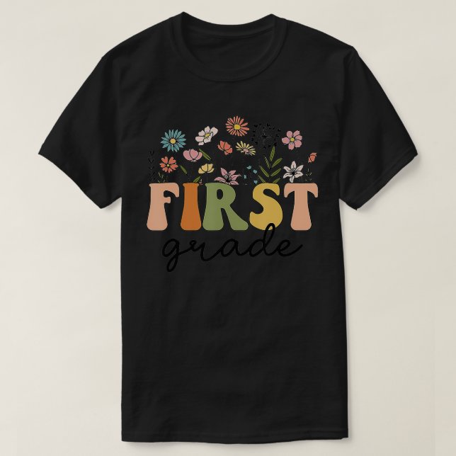 Camiseta Professor De Primeiro Grau Wildflower De Volta Ao  (Frente do Design)