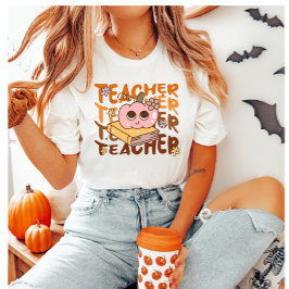 Camiseta Professor de Queda Fora Bonita Pumpkin Halloween