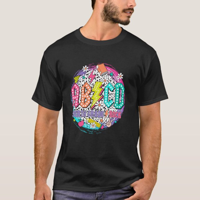 Camiseta Professor de Rock do 4º ano da ABCD Feliz de Volta (Frente)