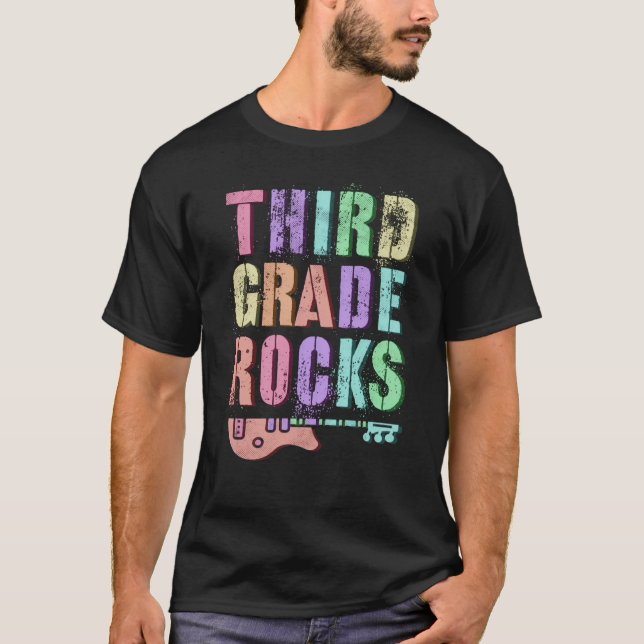 Camiseta Professor de Rockstar de 3º grau em ROCKS (Frente)
