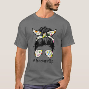 Camiseta Professor de Vida Mensageiro Bun Vidros de Cabelo