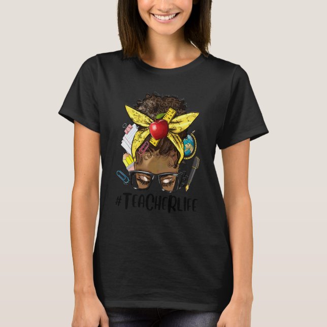 Camiseta Professor de Vida Negra Afro Desarrumado Coque Pro (Frente)