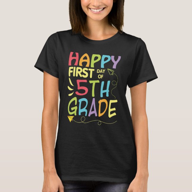 Camiseta Professor De Volta À Escola Feliz Primeiro Dia De (Frente)