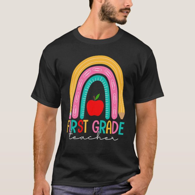 Camiseta Professor De Volta Ao Lápis Da Escola Arco-Íris (Frente)