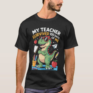Camiseta Professor Dinossauro 100 Dias De Mim Escola Primár