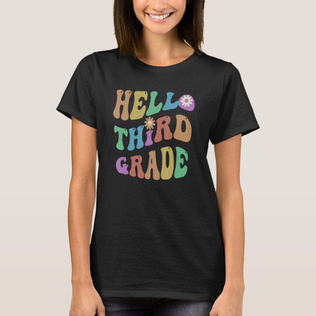 Camiseta Professor do 3º ano de Trendy Hello 3º Gr Vint (Frente)