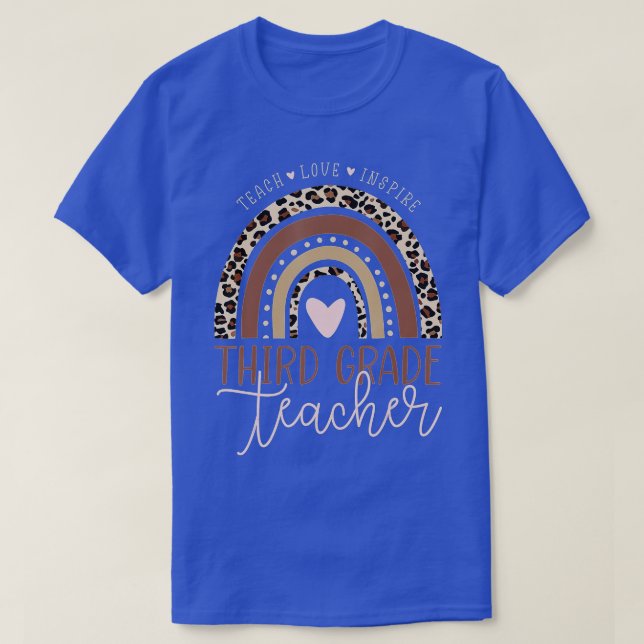 Camiseta Professor do 3º ano do 1º ano do Rainbow Leopard P (Frente do Design)