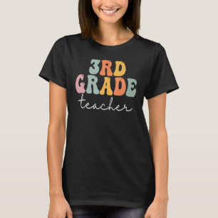 Camiseta Professor do 3º ano Retro Groovy Vintage Primeiro