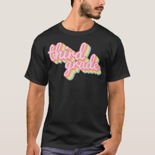 Camiseta Professor do 3º ano Retro Rainbow Engraçado Profes