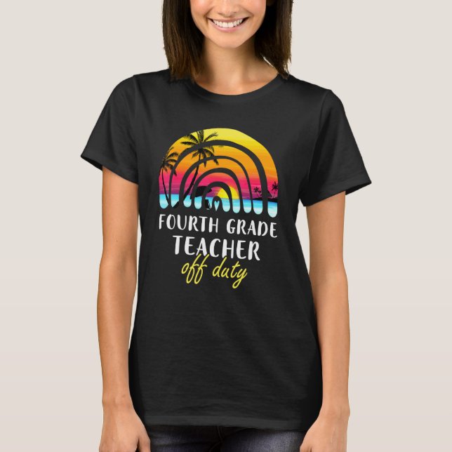Camiseta Professor do 4º ano em Duty Beach Sunset Rainbow T (Frente)