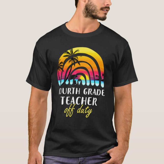 Camiseta Professor do 4º ano em Duty Beach Sunset Rainbow T (Frente)