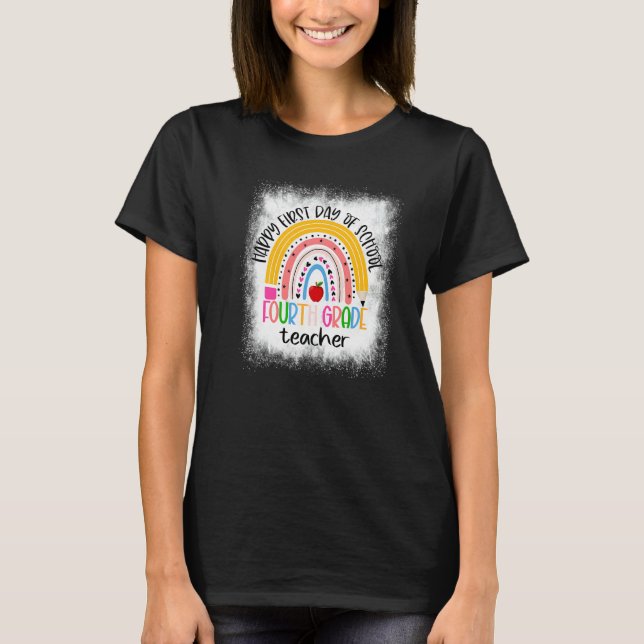Camiseta Professor do 4º ano Lápis de Vida Arco-Íris (Frente)