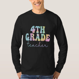 Camiseta Professor do 4º ano Retro Groovy Vintage Primeiro