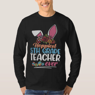 Camiseta Professor do 5º ano mais alegre de todos Bunny Ear