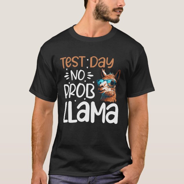 Camiseta Professor do Dia de Teste Sem Problema Llama no Di (Frente)