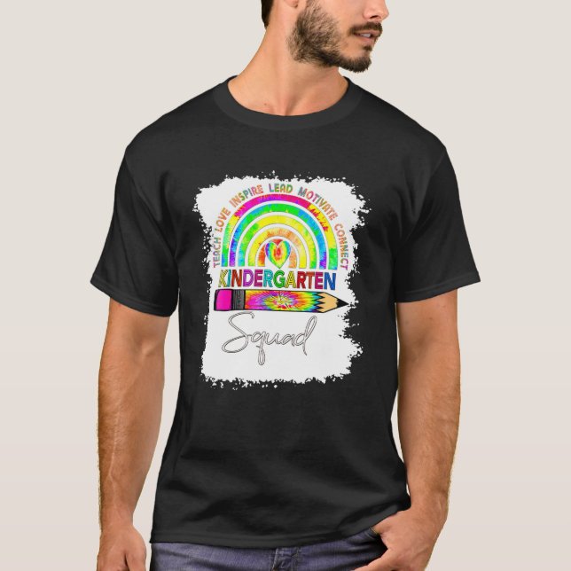 Camiseta Professor do infantário Tie Dye Rainbow Volta Para (Frente)