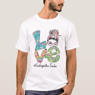 Camiseta Professor do jardim de infância Messy Bun