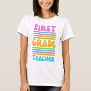 Camiseta PROFESSOR DO PRIMEIRO ANO Fonte de Bolha de Cores