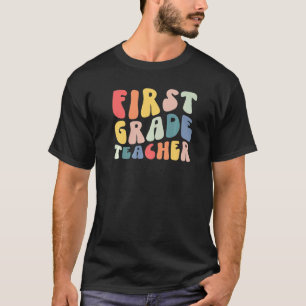 Camiseta Professor do Primeiro Ano Retro Groovy Vida de Pro