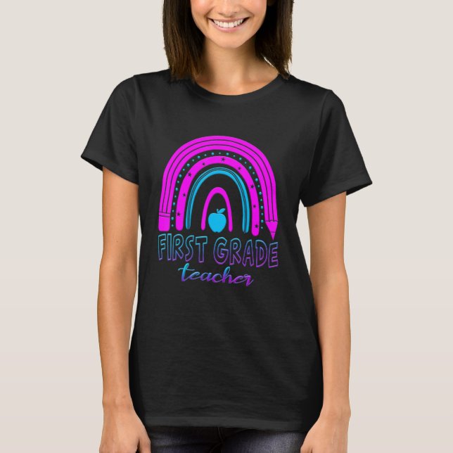 Camiseta Professor do primeiro grau do arco-íris 1 rua Prof (Frente)