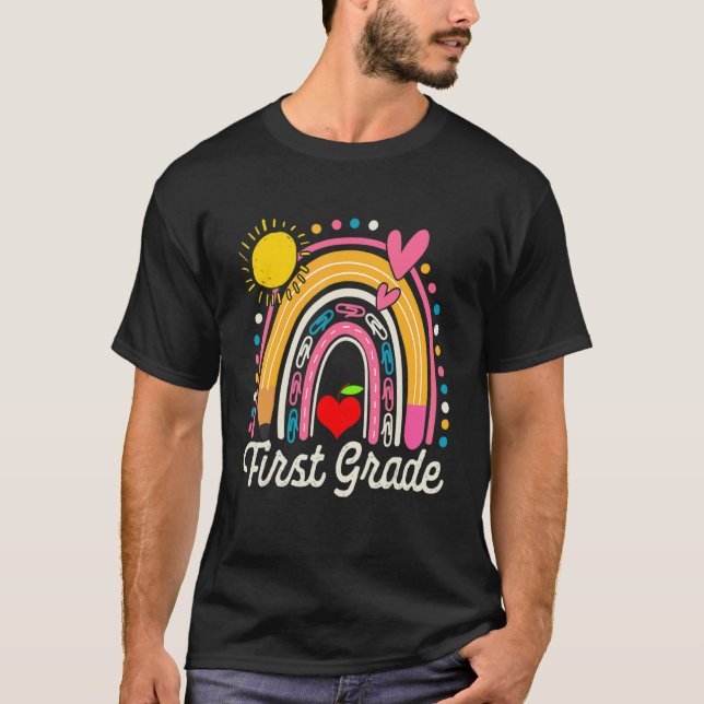 Camiseta Professor Do Primeiro Grau Do Arco-Íris Cuto De Vo (Frente)