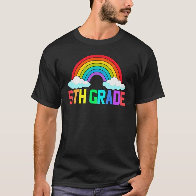Camiseta Professor do Quinto Ano Leopardo Arco-íris 5ª Séri (Frente)