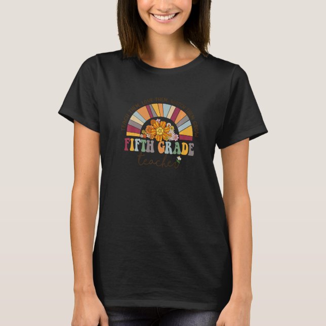 Camiseta Professor do Quinto Grau Arco-Íris, Grau 5, Ensino (Frente)