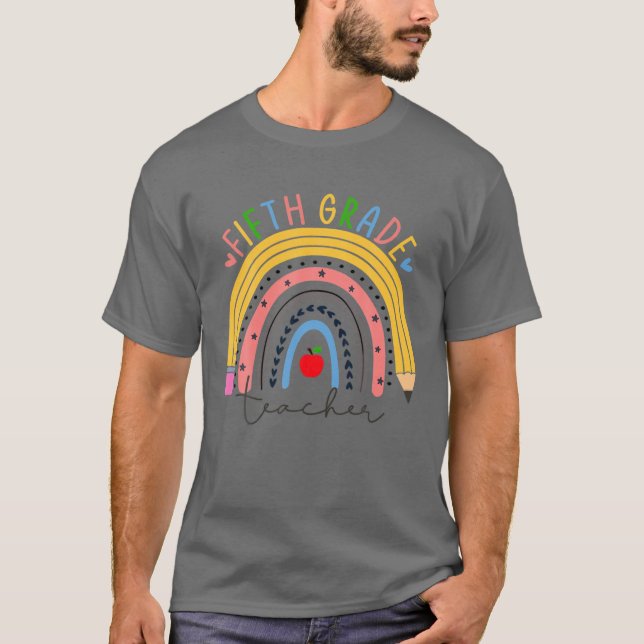 Camiseta Professor Engraçado, Boho Arco Arco-Íris De Quinto (Frente)