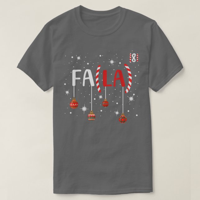 Camiseta Professor Engraçado Candy Cane Fa La 8 Math Teache (Frente do Design)