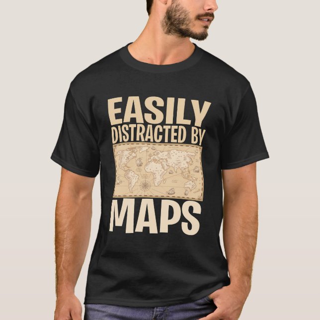 Camiseta Professor Engraçado De Geografia - Facilmente Dist (Frente)