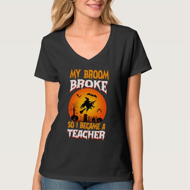 Camiseta Professor Engraçado Dia das Bruxas Lua Cheia Bruxa (Frente)