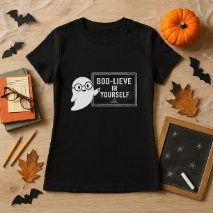Camiseta Professor engraçado Halloween BOO-LIEVE em si mesm