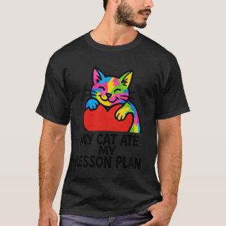 Camiseta Professor Engraçado Meu Gato Comeu Meus Planos de