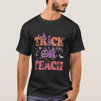 Camiseta Professor Ensino Engraçado Halloween Retro Pumpk
