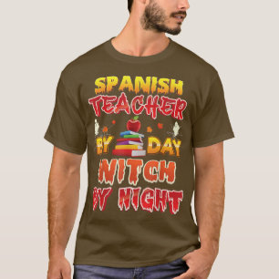 Camiseta Professor Espanhol Por Bruxa Do Dia De Halloween P