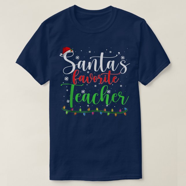 Camiseta Professor favorito Engraçado Natal Santa Hat (Frente do Design)