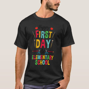 Camiseta Professor Feliz Primeiro Dia De Escola Primária 1