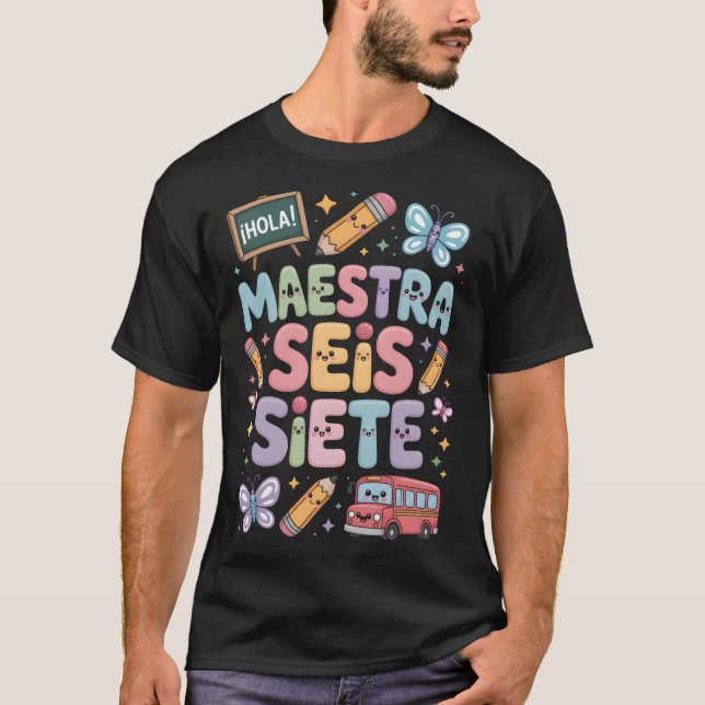 Camiseta Professor Gen Alpha Brainrot 67 Seis Sete Maestra  (Frente)