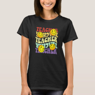 Camiseta professor girassol retro sorriso rosto volta às au