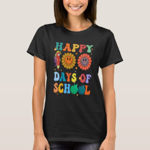 Camiseta Professor Groovy Aluno 100º Dia De Escola Feliz 1