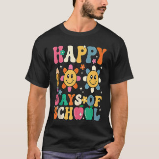 Camiseta Professor Groovy Aluno 100º Dia De Escola Feliz 1