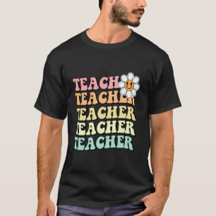 Camiseta Professor Groovy Flor de Margarida Fofa Retro Volt