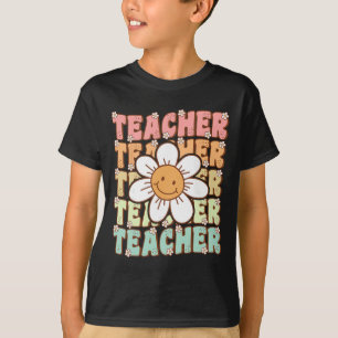 Camiseta Professor Groovy Flor de Margarida Fofo Retro Volt